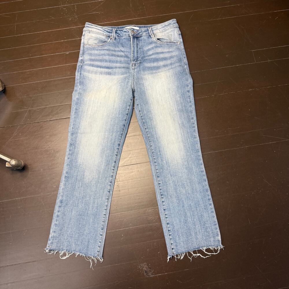 Risen Jeans Size 13 High Rise Straight Crop Raw Hem